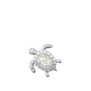 Silver Lab Opal Pendant - Sea Turtle