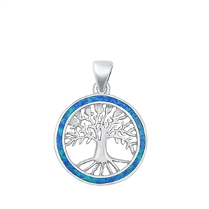 Silver Lab Opal Pendant - Tree of Life