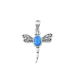 Silver Lab Opal Pendant - Dragonfly