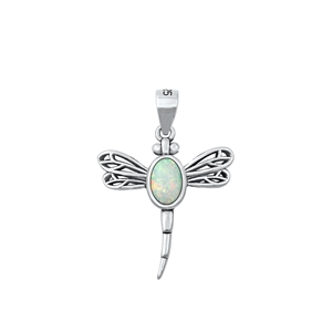 Silver Lab Opal Pendant - Dragonfly
