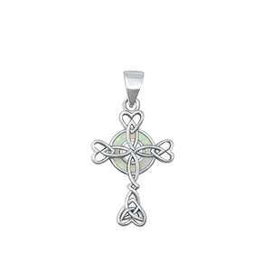 Silver Lab Opal Pendant - Celtic Cross