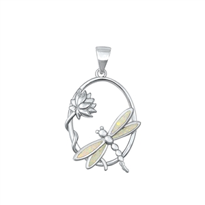 Silver Lab Opal Pendant - Dragonfly