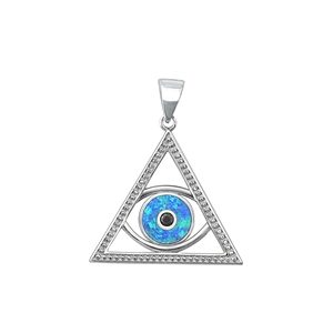 Silver Lab Opal Pendant - Eye of Providence