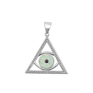 Silver Lab Opal Pendant - Eye of Providence