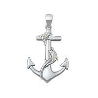 Silver Lab Opal Pendant - Anchor