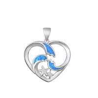 Silver Lab Opal Pendant - Heart