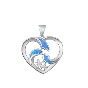 Silver Lab Opal Pendant - Heart