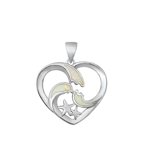 Silver Lab Opal Pendant - Heart