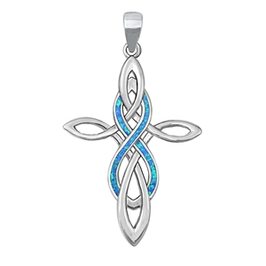 Silver Lab Opal Pendant - Celtic Cross & Infinity