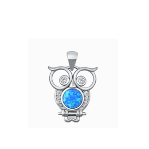 Silver Lab Opal Pendant - Owl