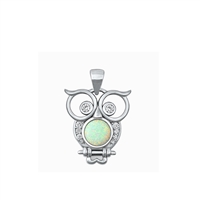 Silver Lab Opal Pendant - Owl