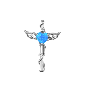 Silver Lab Opal Pendant - Caduceus