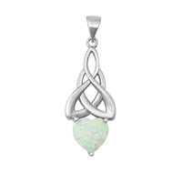 Silver Lab Opal Pendant - Celtic Heart