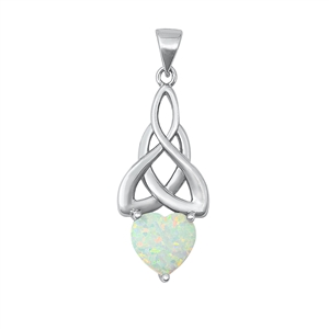 Silver Lab Opal Pendant - Celtic Heart