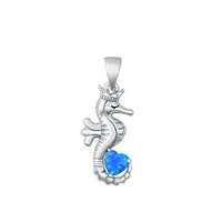 Silver Lab Opal Pendant - Seahorse