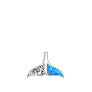 Silver Lab Opal Pendant - Whale Tail