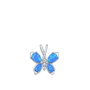 Silver Lab Opal Pendant - Butterfly