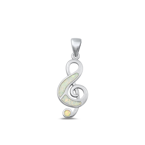 Silver Lab Opal Pendant - Music Note