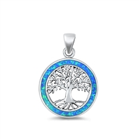 Silver Lab Opal Pendant - Tree of Life