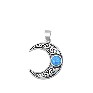 Silver Lab Opal Pendant - Celtic Moon
