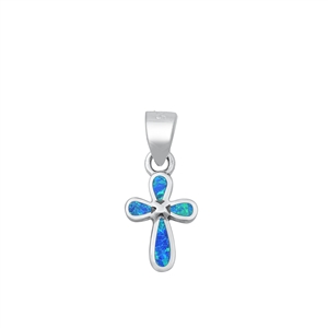 Silver Lab Opal Pendant - Cross