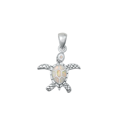 Silver Lab Opal Pendant - Turtle