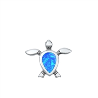 Silver Lab Opal Pendant - Turtle