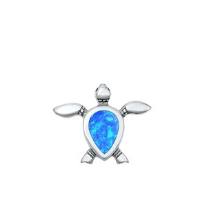 Silver Lab Opal Pendant - Turtle