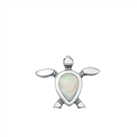 Silver Lab Opal Pendant - Turtle