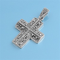 Silver Pendant W/Marcasite- Cross