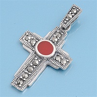 Silver Pendant W/Marcasite- Cross