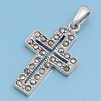 Silver Pendant W/Marcasite- Cross