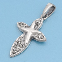 Silver Pendant W/Marcasite- Cross