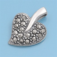 Silver Pendant W/Marcasite- Heart