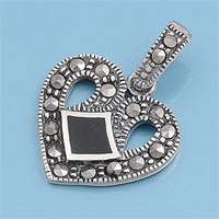 Silver Pendant W/Marcasite- Heart