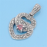 Silver Pendant W/Marcasite- Heart