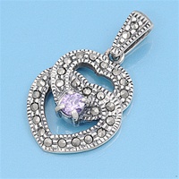 Silver Pendant W/Marcasite- Heart