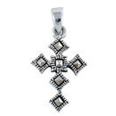 Silver Pendant W/ Marcasite - Cross