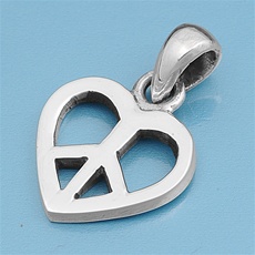 Silver Pendant - Heart Peace Sign