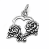 Silver Pendant - Heart and Rose