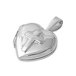 Silver Locket Pendant - Heart with Cross