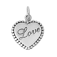 Silver Pendant - Heart Engraved W/ Love