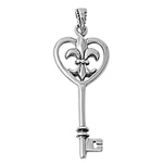 Silver Pendant - Fleur De Lise Key