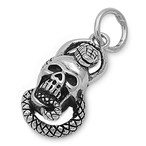 Silver Pendant - Snake Skull Head