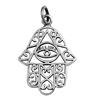 Silver Pendant - Hamsa w/ Evil Eye