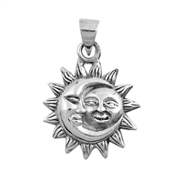 Silver Pendant - Moon and Sun