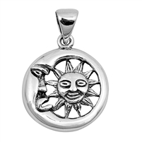 Silver Pendant - Moon and Sun