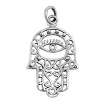 Silver Pendant - Hamsa All Seeing Eye