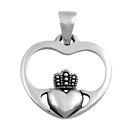 Silver Pendant - Heart Claddaugh