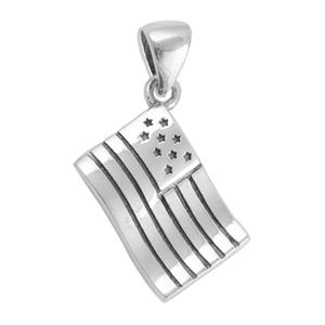 Silver Pendant - American Flag